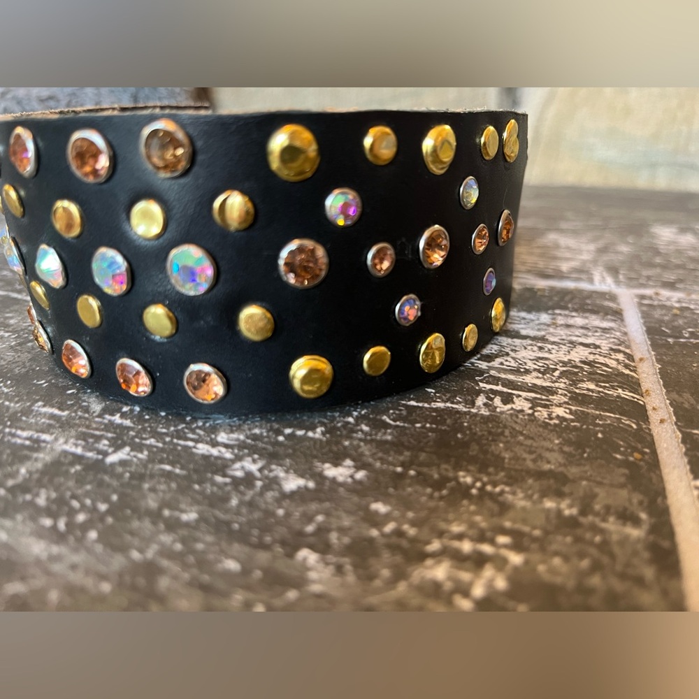 Crystal leather handmade dog collar - Picture 2 of 6